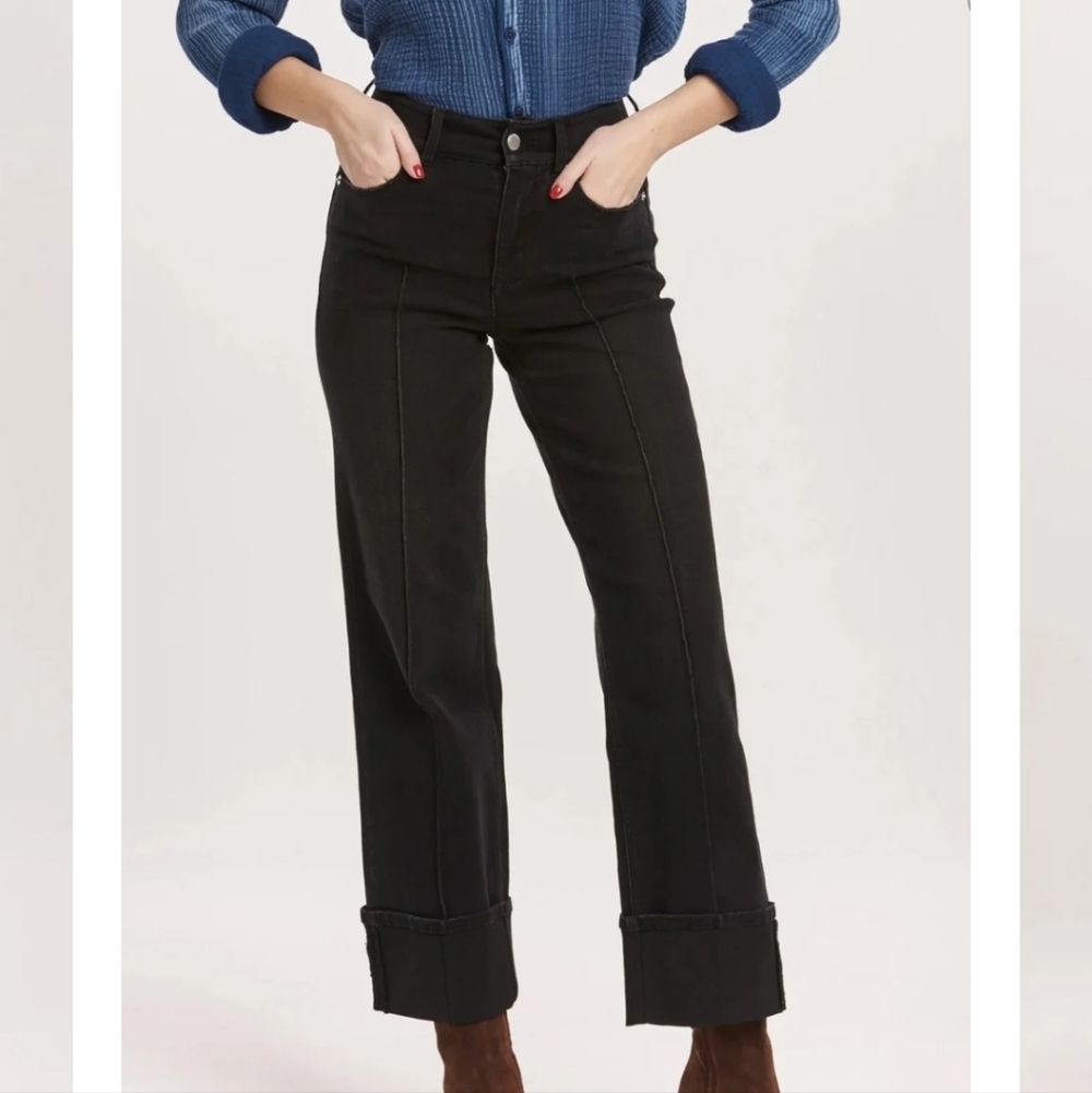 DEAR JOHN DENIM  HOLLY SUPER HIGH RISE WIDE HEMMED JEANS | JET SET WASH SZ 30 - Picture 3 of 16